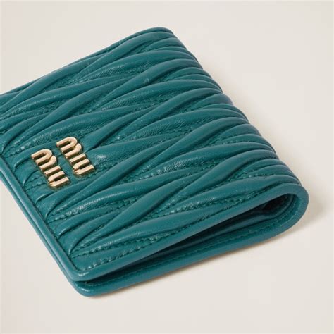 Lagoon Blue Small Matelassé Nappa Leather Wallet 